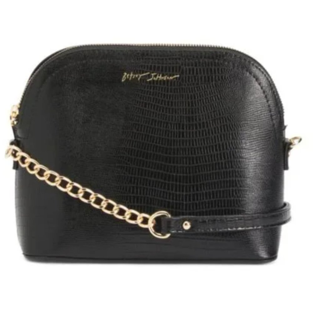 Betsey Johnson 'Margie' Embossed Lizard Crossbody, Black